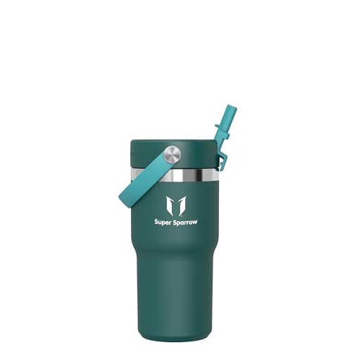 Sparrow Trinkflasche Edelstahl - Twistpath Thermosflasche mit Flex-Strohhalmdeckel - 620ml - BPA-frei Thermobecher & Auslaufsichere Thermoskanne - Kompatibel mit gängigen PKW-Getränkehaltern von Super Sparrow