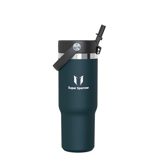 Sparrow Trinkflasche Edelstahl - Twistpath Thermosflasche mit Flex-Strohhalmdeckel - 900ml - BPA-frei Thermobecher & Auslaufsichere Thermoskanne - Kompatibel mit gängigen PKW-Getränkehaltern von Super Sparrow