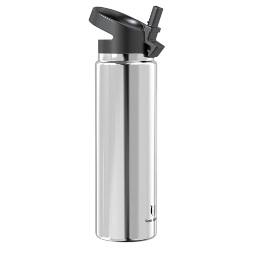 Super Sparrow Trinkflasche Edelstahl 1000ml - Breite Öffnung SwivelSip Thermosflasche - BPA-Frei Thermoskanne, Ergonomisch Trinkflaschen Strohhalm für Sport, Travel, Schule, Outdoor von Super Sparrow