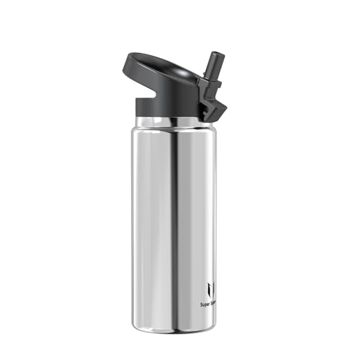Super Sparrow Trinkflasche Edelstahl 750ml - Breite Öffnung SwivelSip Thermosflasche - BPA-Frei Thermoskanne, Ergonomisch Trinkflaschen Strohhalm für Sport, Travel, Schule, Outdoor von Super Sparrow