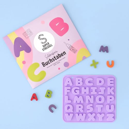 Super Streusel Silikonform Buchstaben Backform | ABC Silikonform Lebensmittelecht | Silikon Gießformen Backform Buchstaben Giessformen Silikon Schokoladenform Silikon Buchstabe Alphabet von Super Streusel