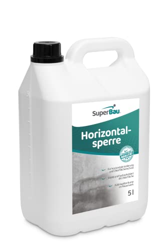 SuperBau Horizontalsperre 5L, Trockene Wand, Injektionsflüssigkeit für Keller, Injektionsverfahren für alle Mauerwerke, auch für Betonwand, Feuchtigkeitssperre für Innen & Außen (5 Liters) von SuperBau
