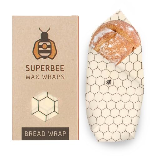 SuperBee Bienenwachstuch | Big Daddy XXL Brot Wax Wrap | Hexagonia | zertfizierte Bio-Baumwolle, Wiederverwendbar, Umwelt-Freundlich, Zero Waste Brot Wrap, 100% Kompostierbar von SuperBee Wax Wraps