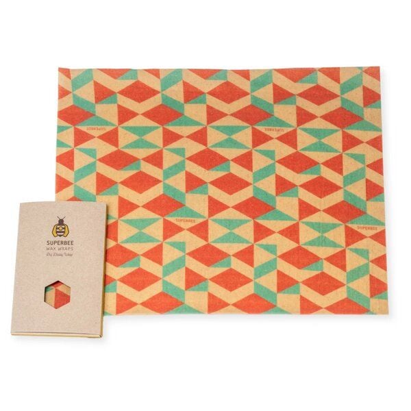SuperBee Bienenwachstuch XXL 40 cm x 50 cm - die nachhaltige und flexible Alternative zu Plastik - verschiedene Designs von SuperBee