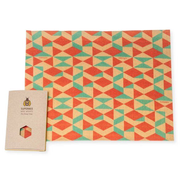 SuperBee Bienenwachstuch XXL 40 cm x 50 cm - die nachhaltige und flexible Alternative zu Plastik - verschiedene Designs von SuperBee