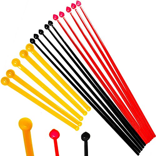 Superdosing MICRO SCOOP Löffel | 3er SET je 5 Stück DOSIERLÖFFEL für Pulver | GELB 15 mg + 30 mg | ROT 10mg | SCHWARZ 6mg | unstatische Messlöffel für einfache Messung von Nahrungsergänzungsmittel von SuperDosing.com