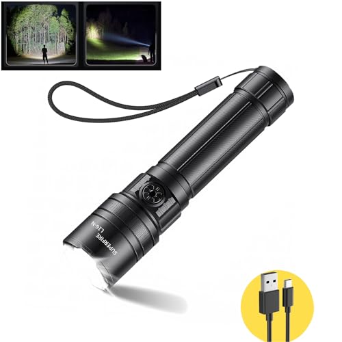 SuperFire Taschenlampe Led Aufladbar,USB Aufladbar Small Taschenlampen Hell mit 5 Lichtmodi,Zoombare Wiederaufladbare,Wasserdicht Flashlight für Camping,Outdoor,Wandern,NotfäLl,Angeln von SuperFire