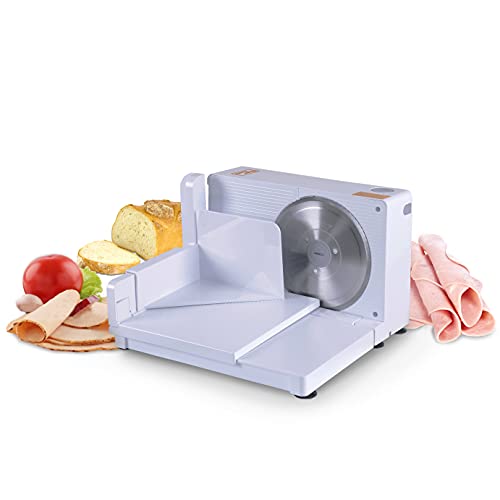 SuperHandy Allesschneider 17cm Zoll-professionell bewegliche & zusammenklappbarer Elektro AC 230 V 50 Hz 120 Watt für: Fleisch- und Wurstwaren, Feinkost & Käse mit Einer Edelstahl-RSG Solingen Klingen von SuperHandy