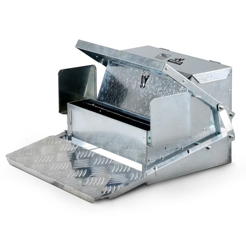 SuperHandy Chicken Feeder Automatisch 20lbs (9kg) Kapazität Trog füttert 6-12 Geflügel/Hühner bis zu 10 Tage Hält trocken mit auslaufsicherem Vogelschutz aus verzinktem Stahl von SuperHandy