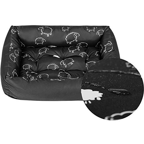 SuperKissen24. Hundebett Hundekorb Hundesofa Tierbett für Kleine, Mittlere und Grosse Hunde - Waschbar - Größe XL - Schwarz und Grau - Schaf von SuperKissen24.