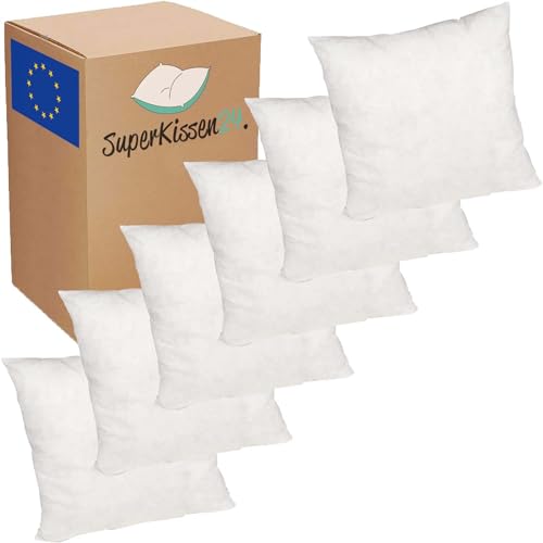 SuperKissen24. Kissen 6er Set - Allergiker Kissenfüllung - Waschbar Innenkissen - Füllkissen - Dekokissen und Relaxkissen mit Polyester Kissenfüllung - Flauschig Kopfkissen - Sofakissen - 40x40 cm von SuperKissen24.