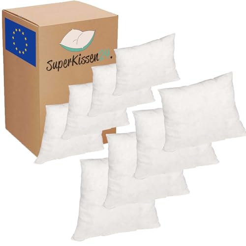 SuperKissen24. Kissen 8er Set - Allergiker Kissenfüllung - Waschbar Innenkissen - Füllkissen - Dekokissen und Relaxkissen mit Polyester Kissenfüllung - Flauschig Kopfkissen - Sofakissen - 40x40 cm von SuperKissen24.