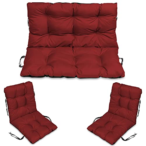 SuperKissen24. Sitzkissen Bankkissen Bankauflage - 100x50 cm und Rückenlehne 100x60 cm mit 2er 48x96 cm Stuhlkissen Set - Outdoor und Indoor - Bordeaux von SuperKissen24.