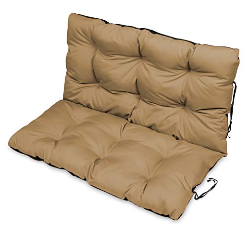 SuperKissen24. Sitzkissen Bankkissen Bankauflage für Gartenbank - 100x50 cm und Rückenlehne 100x60 cm - Outdoor und Indoor - beige von SuperKissen24.