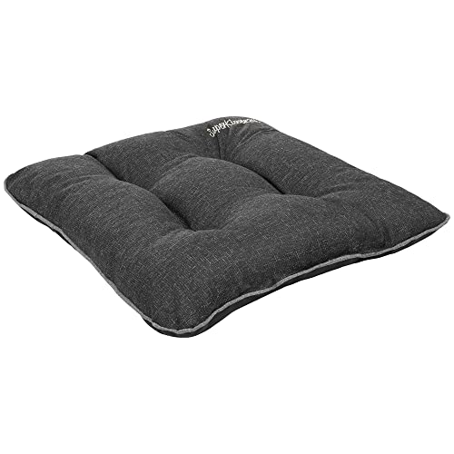 SuperKissen24. Stuhlkissen Outdoor - Sitzkissen für Stühle 1 Stück 45x45 cm - Outdoor Kissen Wetterfest mit Füllung - Schwarz Leinen von SuperKissen24.