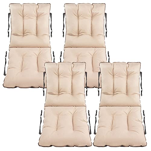 SuperKissen24. Stuhlkissen Sitzkissen und Rückenkissen für Stühle 4er Set 48x48x48 cm - Outdoor und Indoor - Auflagen für Gartenmöbel Wasserdicht - Beige Leinen von SuperKissen24.