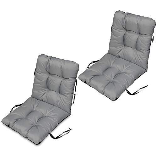 SuperKissen24. Stuhlkissen Sitzkissen und Rückenkissen für stühle - 2er Set 48x96 cm - Outdoor und Indoor - grau von SuperKissen24.