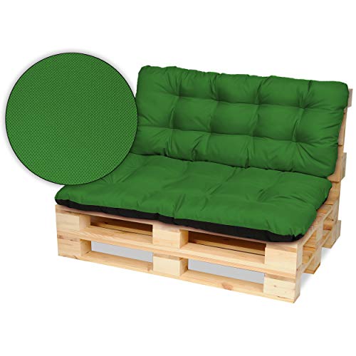 SuperKissen24. Palettenkissen Palettenauflagen Sitzkissen - 120x80 cm und Rückenlehne 120x50 cm - Outdoor und Indoor - grün von SuperKissen24.