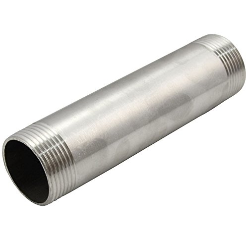 SuperWhole 1/2" Male x 1/2"Male Threaded Pipe Fitting 200MM DN15 Stainless Steel SS304 BSPT Edelstahl Rohr Rohrverbinder von SuperWhole