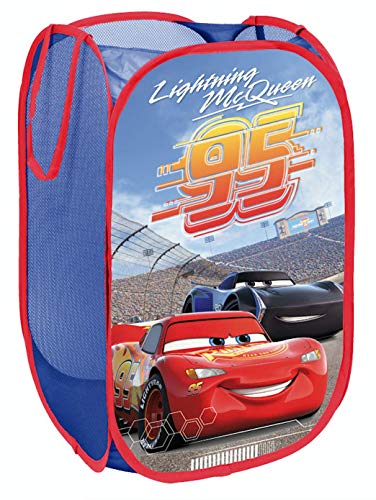 SUPERDIVER Faltbarer Pop-Up Korb für Kinder mit Griffen – Disney Cars Lightning McQueen I Wäschekorb I Organisationskorb für Kleidung und Spielzeug (58 x 36 x 36) I Behälter für Kinderzimmer von Superdiver