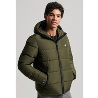 Superdry Steppjacke "HOODED SPORTS PUFFR JACKET" mit Kapuze mit kontrastfarbener Stickerei von Superdry