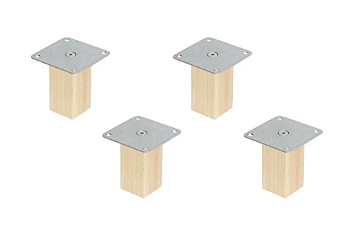 Superelch 4er-Set Möbelfüße für Ivar Schrank/Holzfüße aus Massivholz Buche/Mit Montageplatte & Schrauben/Kvadrat/Höhe 10 cm von Superelch