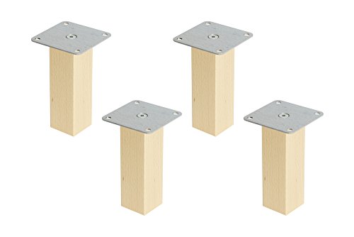 Superelch 4er-Set Möbelfüße für Ivar Schrank/Holzfüße aus Massivholz Buche/Mit Montageplatte & Schrauben/Kvadrat/Höhe 16 cm von Superelch