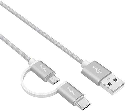 1,5M 2 in 1 Micro USB und Typ C Kabel Passend für Samsung Galaxy Tab A E S S2 3 4 A7 A8 S5e S6 10.1" 8.0" 8.4" 9.7" SM-T590 T387 T380 T385 T580 P580 T280 T597 X200 Tablet Datenkabel Netzteil Ladekabel von Superer