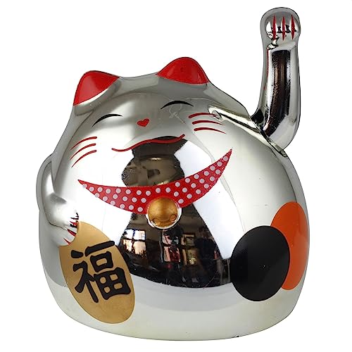 Superfreak Glückskatze - Maneki-Neko - rundliche Winkekatze 8 cm - Silber von Freak Scene