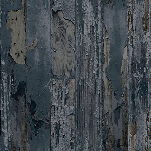 Superfresco Easy - Tapete - Holz - Blau - 10mx52cm | Tapeten Wohnzimmer, Wandverkleidung blau 1005 x 52 von Superfresco Easy