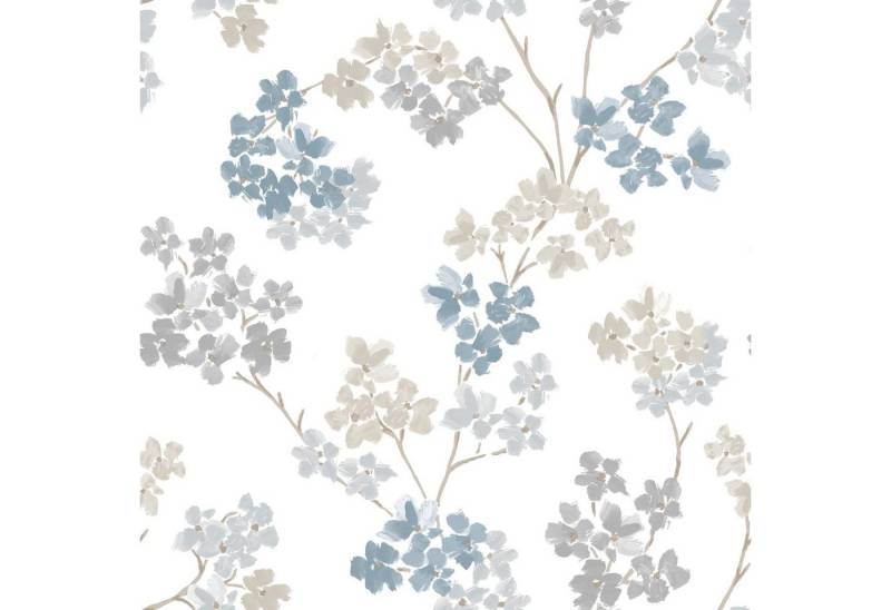Superfresco Easy Vliestapete Bailey - Blumen, (1 St), Blau/Grau - 10m x 52cm von Superfresco Easy