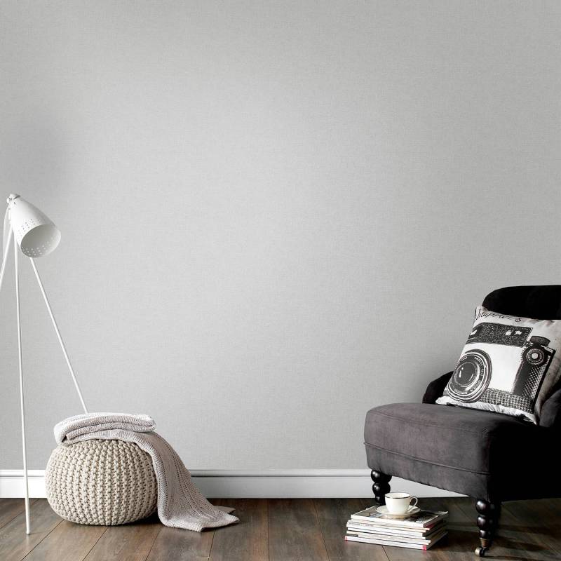 home24 Vliestapete Uni Linnen 52 x 1005 x 0cm Grau von home24
