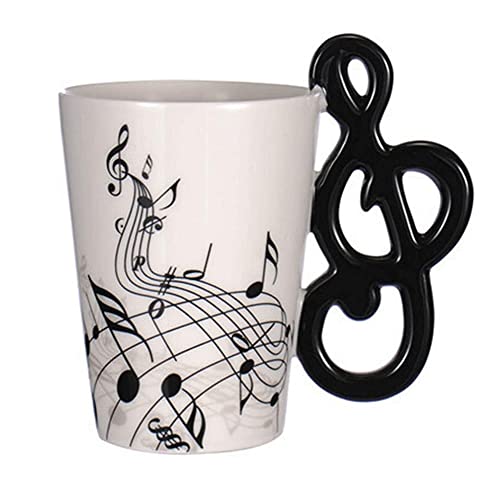 SuperglockT 400ml Kaffeetasse Musik Becher Geschenkideen Kaffeebecher Lustige Tasse Keramiktasse Milchbecher Kakaobecher (Groß-Musiknote) von SuperglockT