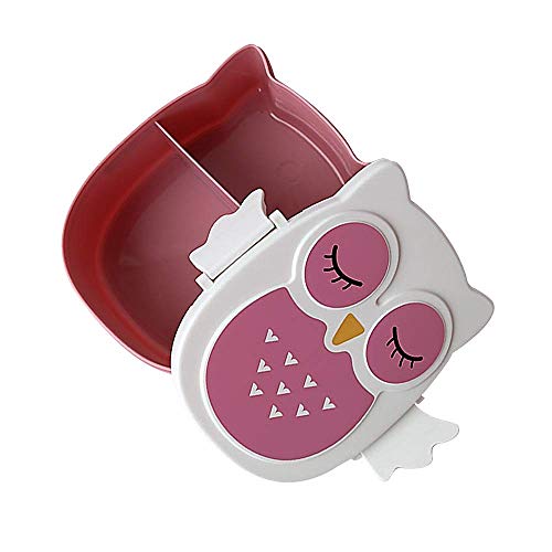 SuperglockT Cartoon Eule Brotdose mit Trennwand Kinder Mädchen Junge Süß Frühstücksbox Snackbox Lunchbox leicht tragbar für Kindergarten Ausflug Resie Camping Picknick (Pink) von SuperglockT