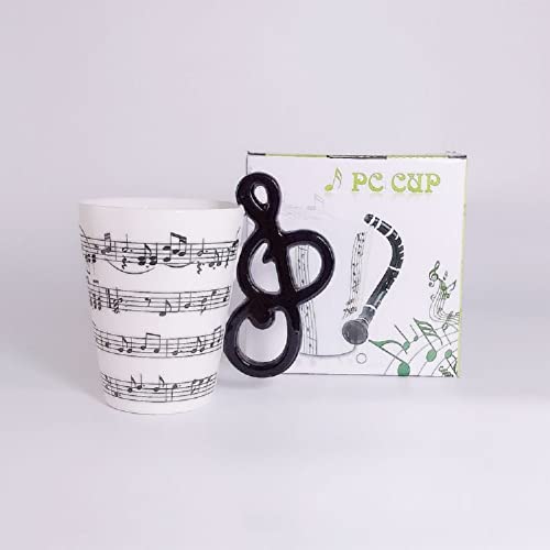 SuperglockT Premium Kaffeetasse Teetasse mit Henkel 400ml groß Kaffeebecher Musik Becher Keramiktasse Keramikbecher für heiße und kalte Getränke,Tee,Milch,Kakao (Musiknote) von SuperglockT