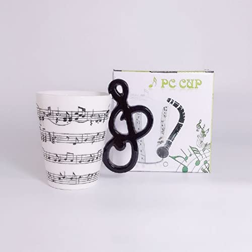 SuperglockT Premium Kaffeetasse Teetasse mit Henkel 400ml groß Kaffeebecher Musik Becher Keramiktasse Keramikbecher für heiße und kalte Getränke,Tee,Milch,Kakao (Musiknote) von SuperglockT