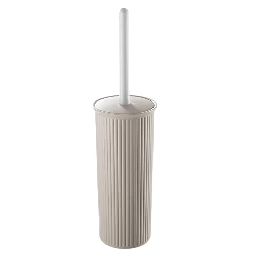 Dekoratives Kunststoff-WC-Schüsselbürste und Halter-Set, Taupe (1 Packung) Reiniger Schrubber für Badezimmer - Geripptes Design von Superio