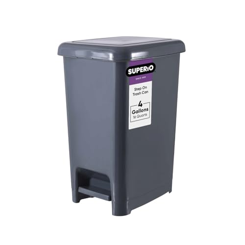 Superio Schlanker Mülleimer mit Fußpedal - 4 Gallonen Treteimer, Mülleimer, Mülleimer für Badezimmer, Küche, Büro, Terrasse oder Hinterhof - Onyxgrau Superio Schlanker Mülleimer mit Fußpedal - 4 Gallonen Treteimer, Mülleimer, Mülleimer für Badezimmer, Küche, Büro, Terrasse oder Hinterhof - Onyxgrau von Superio
