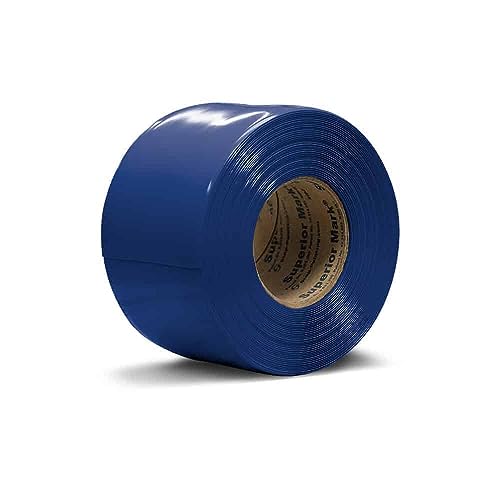 Superior Mark Bodenmarkierungsband - Extra Stark - Warnklebeband - Widersteht starkem Gabelstaplerverkehr - Industriequalität (Bodenmarkierungsband einfarbig, Blau, 100mm x 30m) von Superior Mark