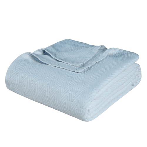 100% Baumwolle, luxuriöse Metro-Decke für die ganzjährige Verwendung, hellblau, King Size von Superior