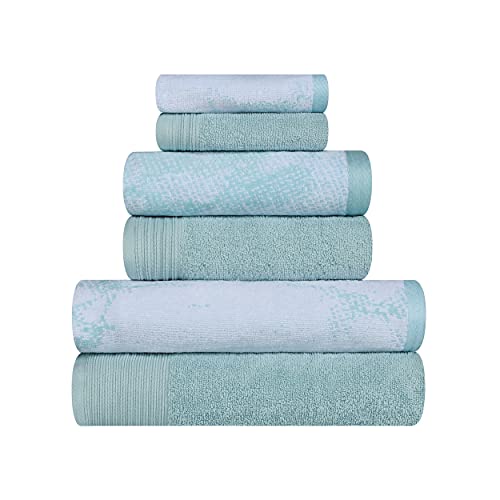 Superior Handtuch-Set aus Baumwolle, 6-teilig, Sortiert, massiv und Marmor, inklusive 2 Badetücher, 2 Handtücher, 2 Waschlappen/Gesichtstücher, weich, saugfähig, dekoratives Badezimmer-Zubehör, von Superior