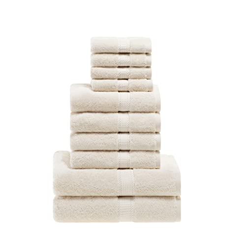 Superior 10-teiliges Handtuch-Set aus ägyptischer Baumwolle, enthält 2 Badetücher, 4 Handtücher, 4 Gesichtshandtücher/Waschlappen, ultraweiche Luxus-Handtücher, dicke Plüsch-Essentials, Gästebad, Spa, von Superior