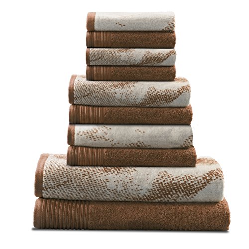 Superior Handtuch-Set aus Baumwolle, 10-teilig, Sortiert, massiv und Marmor, inklusive 2 Badetücher, 4 Handtücher, 4 Waschlappen/Gesichtstücher, weich, saugfähig, dekoratives Badezimmerzubehör, von Superior