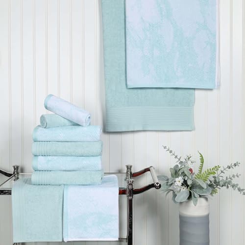 Superior Handtuch-Set aus Baumwolle, 10-teilig, Sortiert, massiv und marmoriert, inklusive 2 Badetücher, 4 Handtücher, 4 Waschlappen/Gesichtstücher, weich, saugfähig, dekoratives Badezimmerzubehör, von Superior