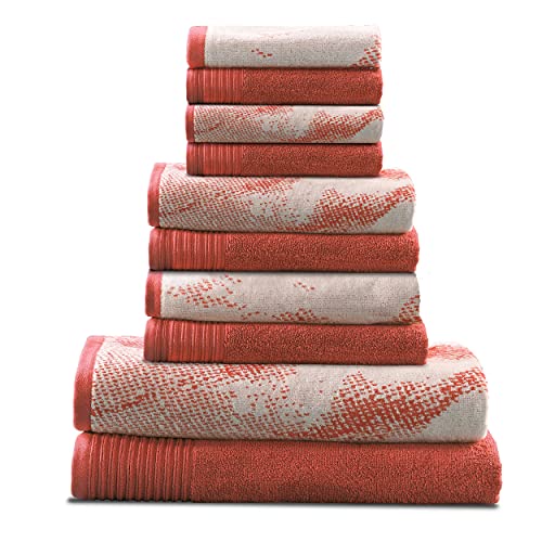 Superior Handtuch-Set aus Baumwolle, 10-teilig, Sortiert, massiv und marmoriert, inklusive 2 Badetücher, 4 Handtücher, 4 Waschlappen/Gesichtstücher, weich, saugfähig, dekoratives Badezimmerzubehör, von Superior