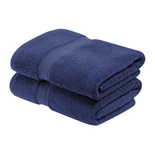 Superior - 2-teiliges Badehandtuchset aus Baumwolle, 900 Gramm, Marineblau von Superior
