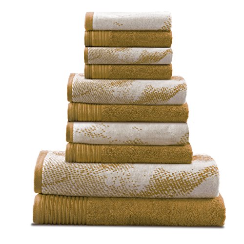 SUPERIOR Baumwolle Handtücher Set Saugfähig Schnell Trocknend 10 Teile Handtücher Badezimmer Dekor Marmor Einfarbig Muster Enthält 2 Bad, 4 Gesicht und 4 Handtücher, Bronze von Superior