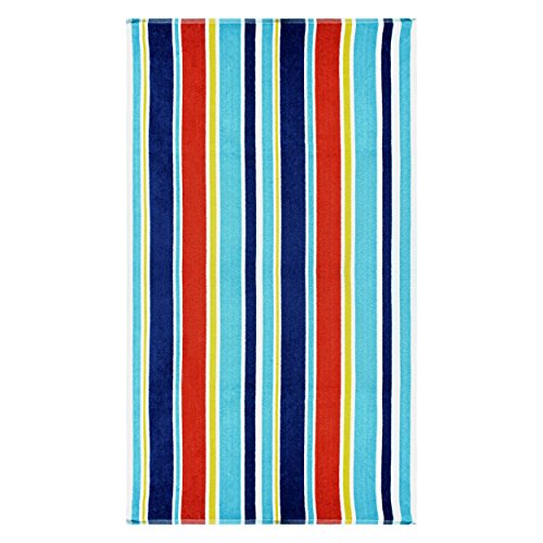 Superior 100% Cotton Luxury Beach Towels - Oversized Beach Towel, 450 GSM Swim Towel, Multicolor Oceana Stripes (34" x 64") von Superior