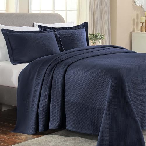 Superior Cotton Bedspread, Navy Blue, Twin von Superior