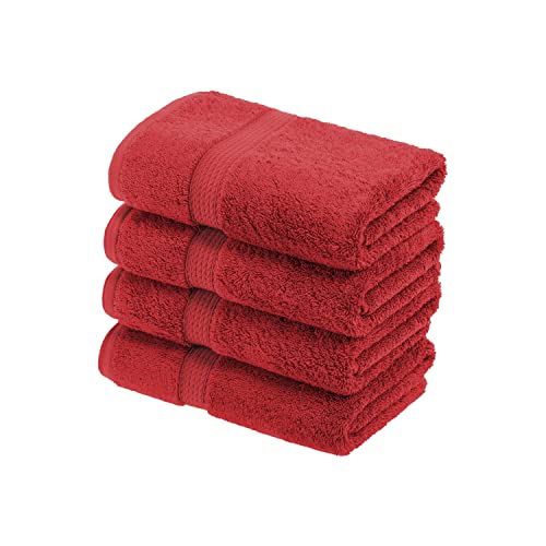 SUPERIOR Handtuch-Set aus massiver ägyptischer Baumwolle, 50,8 x 76,2 cm, Rot, 4-teilig von Superior